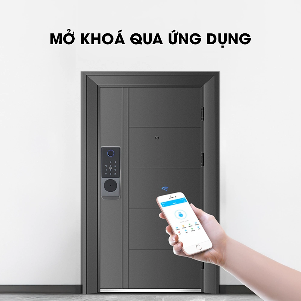 Khóa Cửa Cổng Sắt Vân Tay Giá Rẻ DiVo T22 - 2 Mặt Vân Tay, Mã Số, App