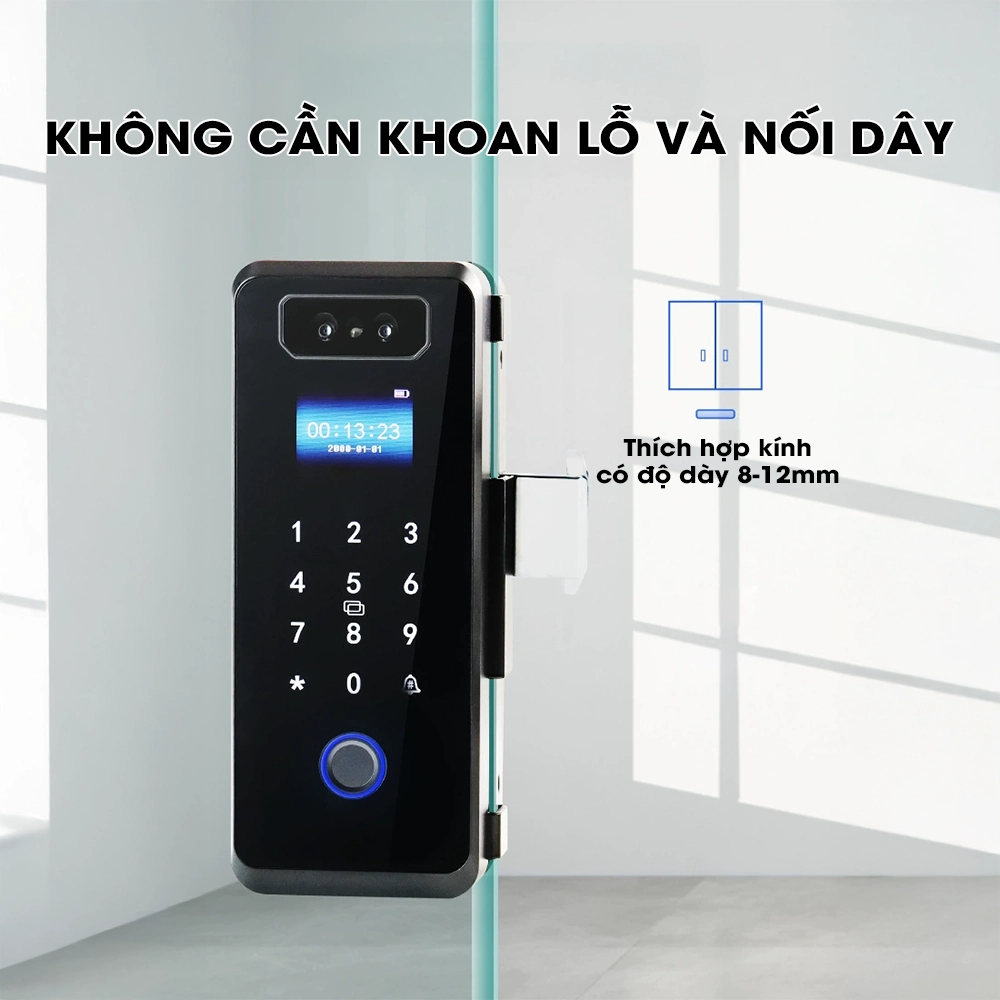 Khoá Cửa Kính Khuôn Mặt DiVo BL108 - Sử Dụng App