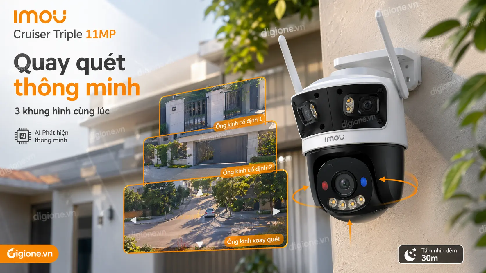 Thiết kế camera 3 mắt IMOU bao qu&aacute;t to&agrave;n cảnh kh&ocirc;ng điểm m&ugrave;