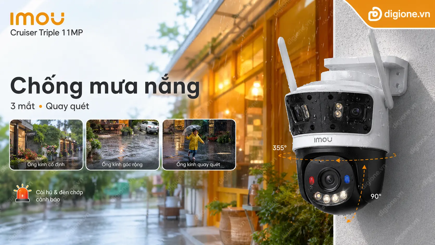 2 khe thẻ nhớ MicroSD lưu trữ 1TB camera IMOU 3 mắt