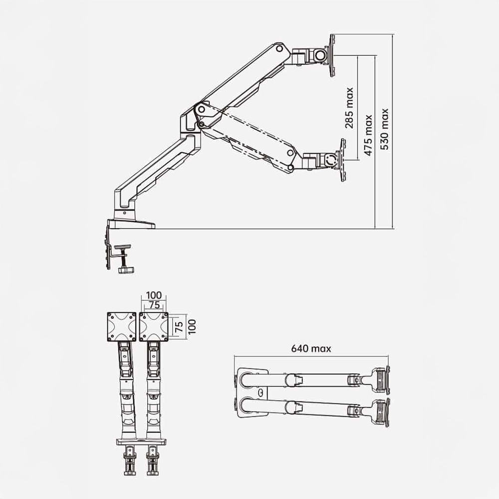 Giá Treo 2 Màn Hình Máy Tính NB G55 (27" - 34") - Xoay Đa Năng