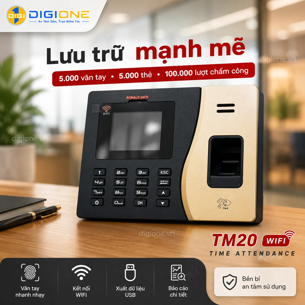 Máy Chấm Công Vân Tay Ronald Jack TM20 Wifi