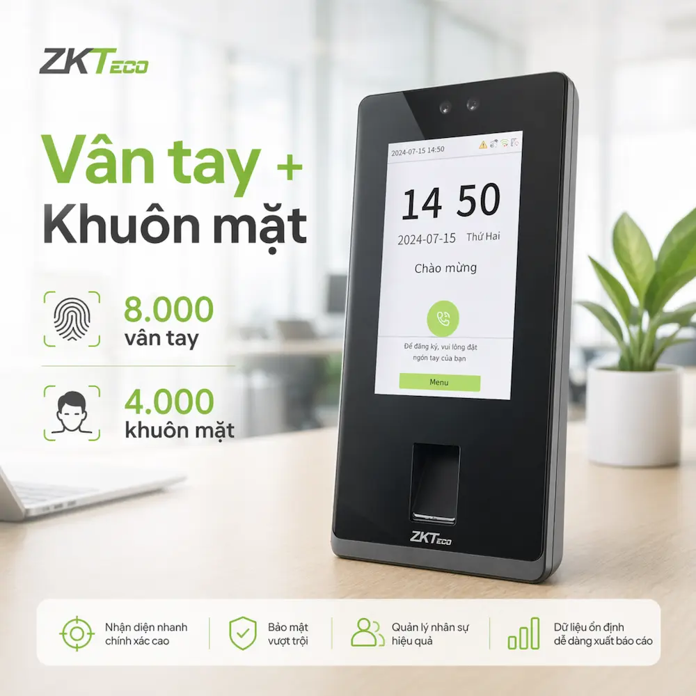 Máy Chấm Công Khuôn Mặt ZKTeco Senseface 4A