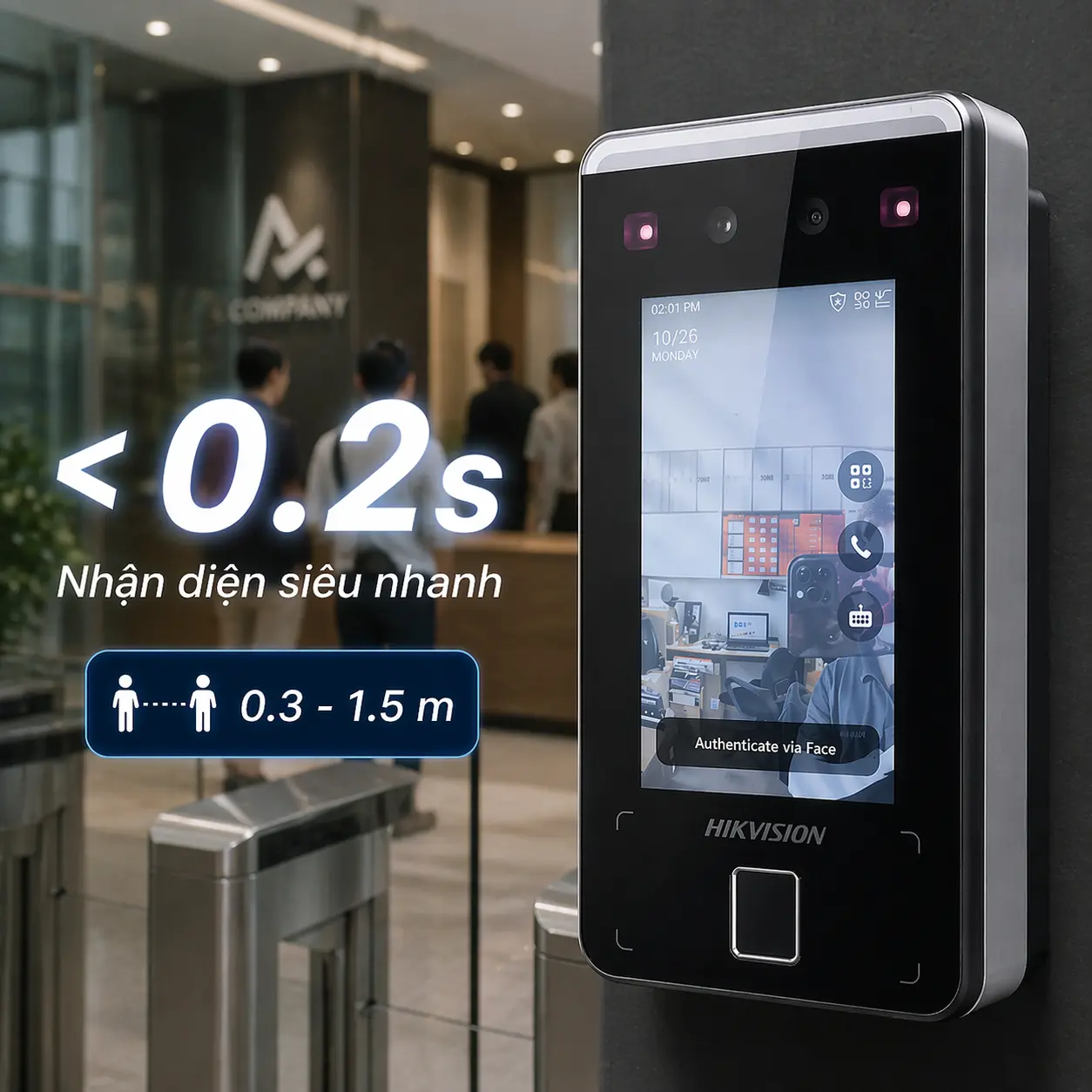 Máy Chấm Công Khuôn Mặt Hikvision DS-K1T341CMF (Bản Không WiFi)