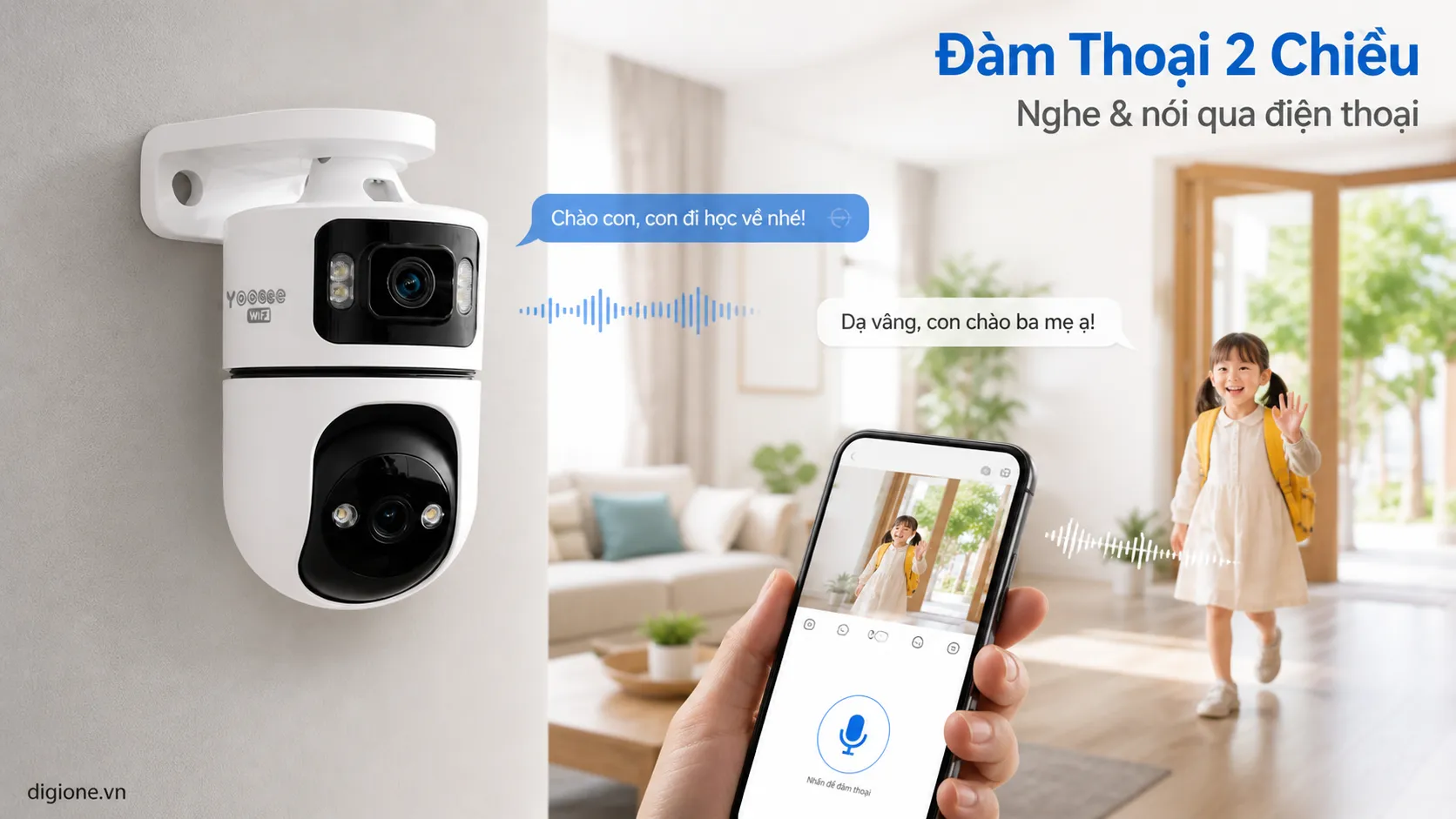 camera Yoosee Q86 2 mắt trong nh&agrave; 4MP 4MP đ&agrave;m thoại 2 chiều DigiOne