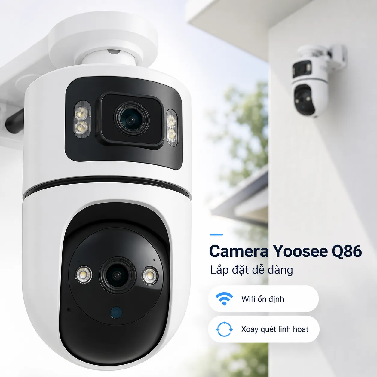 Camera YOOSEE Q86 2 Mắt Trong Nhà 2MP - Đàm thoại 2 chiều