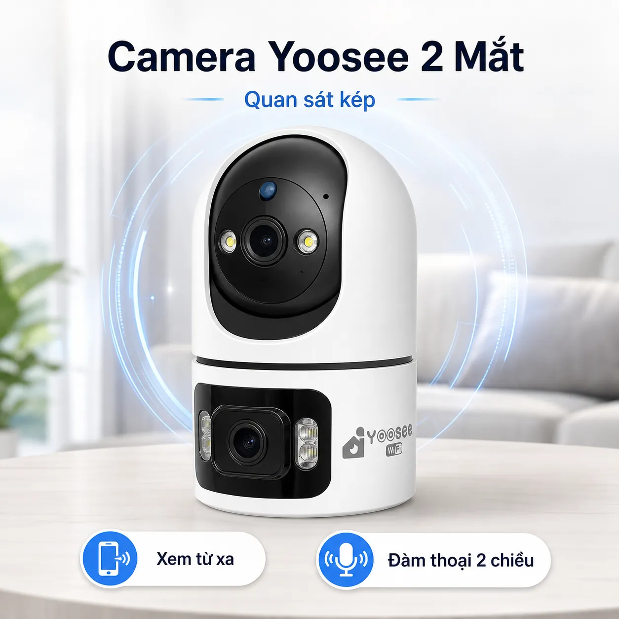 Camera YOOSEE Q86 2 Mắt Trong Nhà 2MP - Đàm thoại 2 chiều