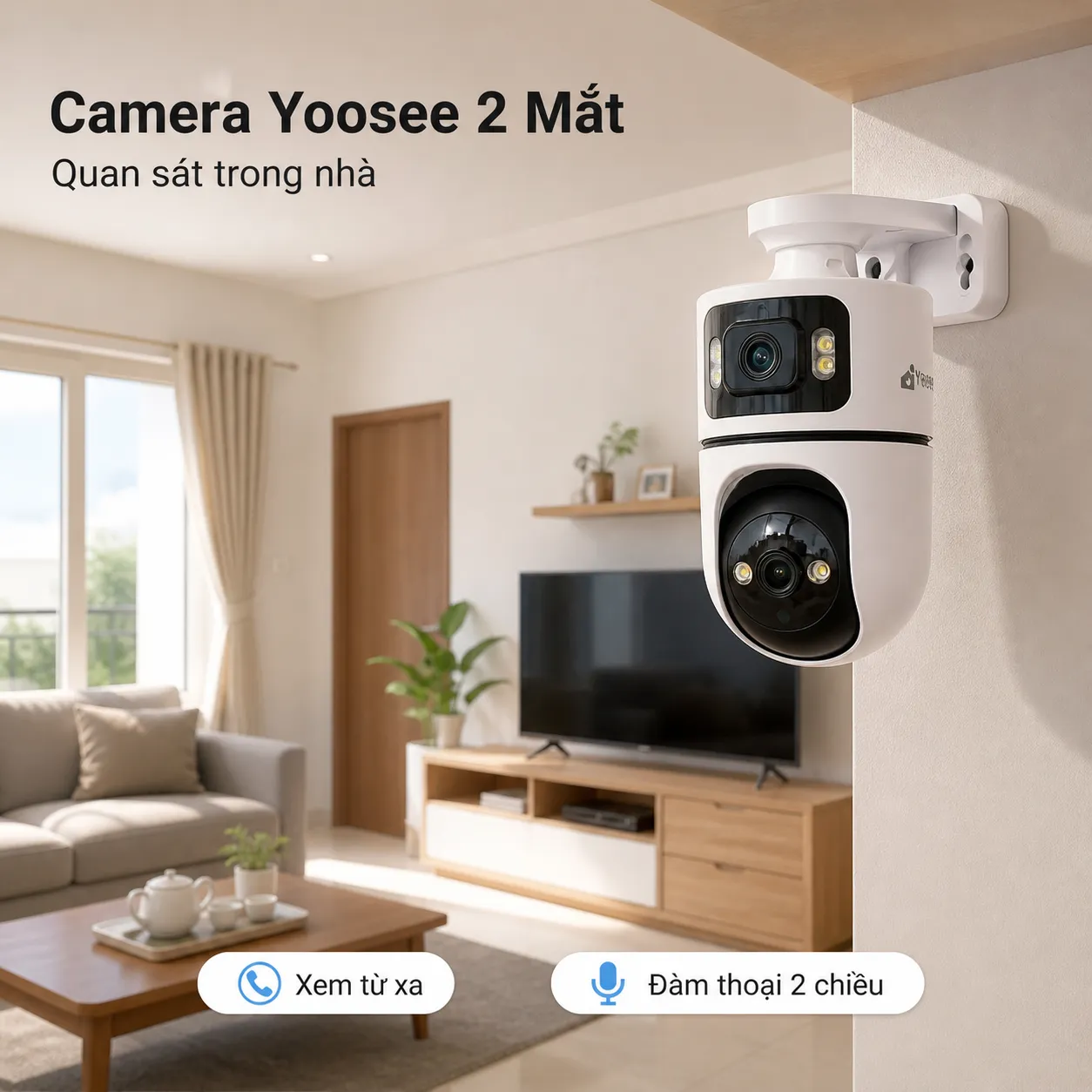 Camera YOOSEE Q86 2 Mắt Trong Nhà 2MP - Đàm thoại 2 chiều
