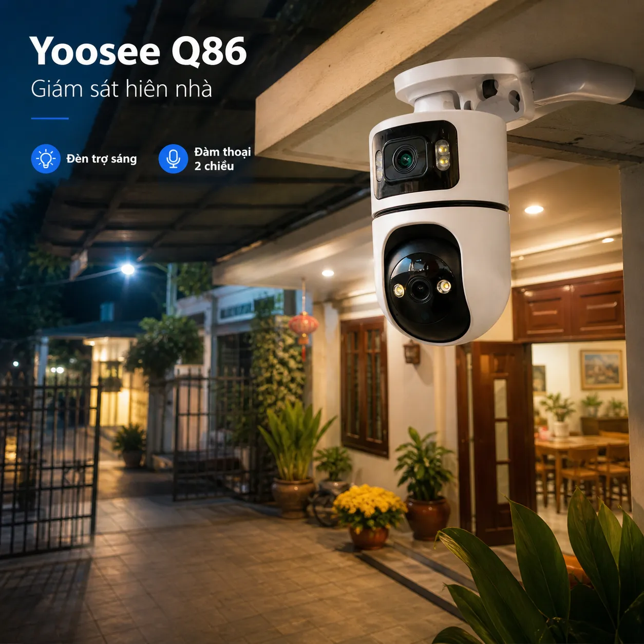 Camera YOOSEE Q86 2 Mắt Trong Nhà 2MP - Đàm thoại 2 chiều