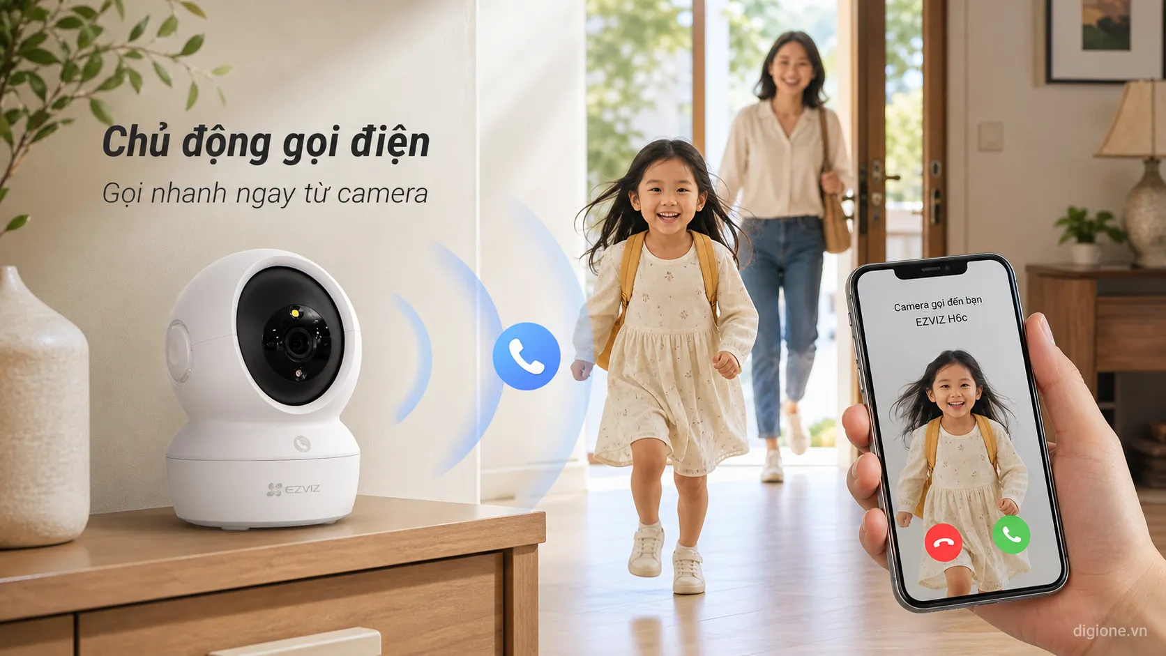 Camera EZVIZ H6c PRO 2K  4MP phổ th&ocirc;ng cao WiFi 5GHz n&uacute;t gọi