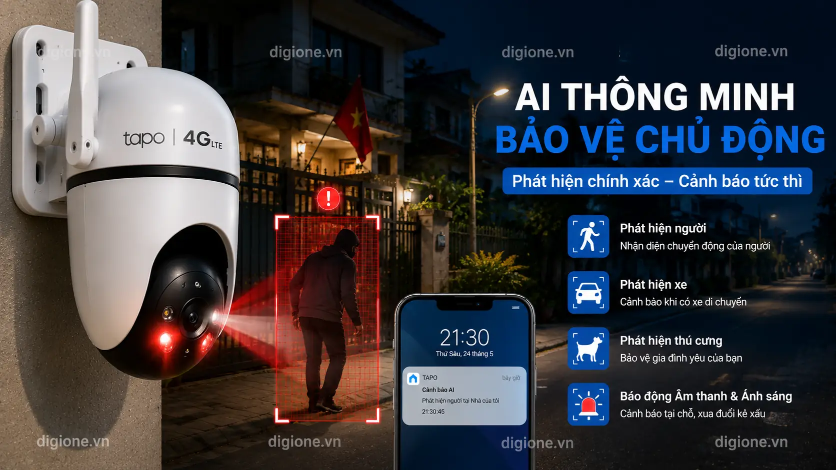 Camera Tapo C501GW AI th&ocirc;ng minh bảo vệ chủ động nhận diện người v&agrave; phương tiện