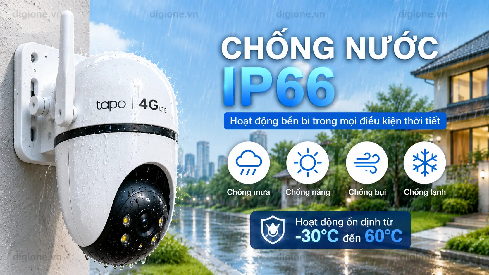 Camera Tapo C501GW chuẩn chống nước IP66 hoạt động bền bỉ ngo&agrave;i trời