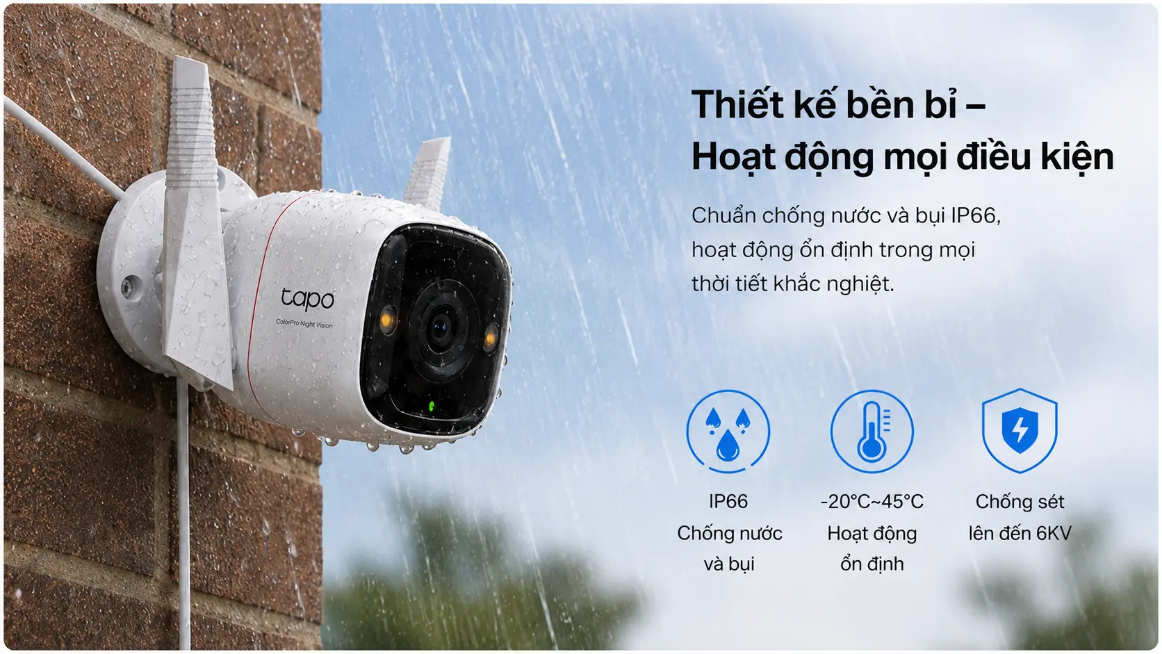 Camera Tapo C325WB chống nước IP66 hoạt động bền bỉ ngo&agrave;i trời