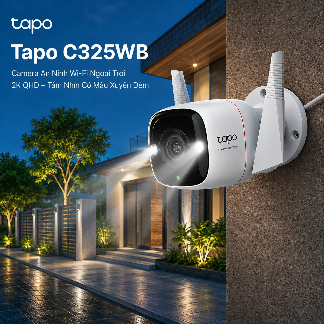 Camera TP-LINK TAPO C325WB 2K QHD F1.0 Đêm Có Màu Ngoài Trời