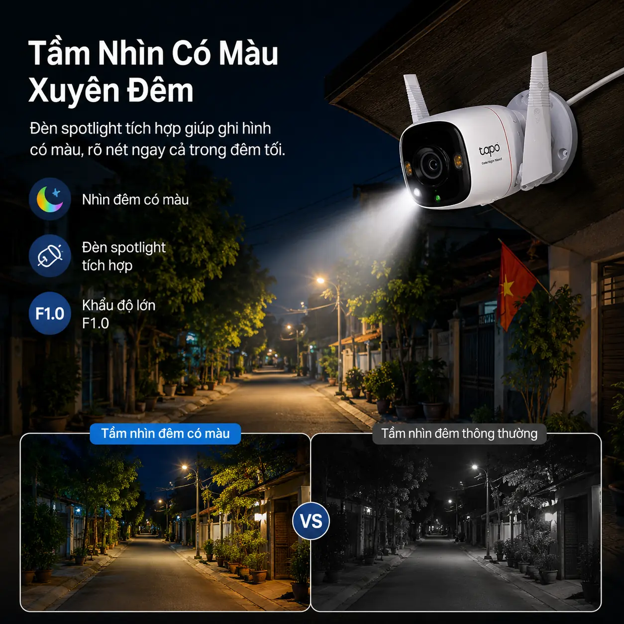 Camera TP-LINK TAPO C325WB 2K QHD F1.0 Đêm Có Màu Ngoài Trời