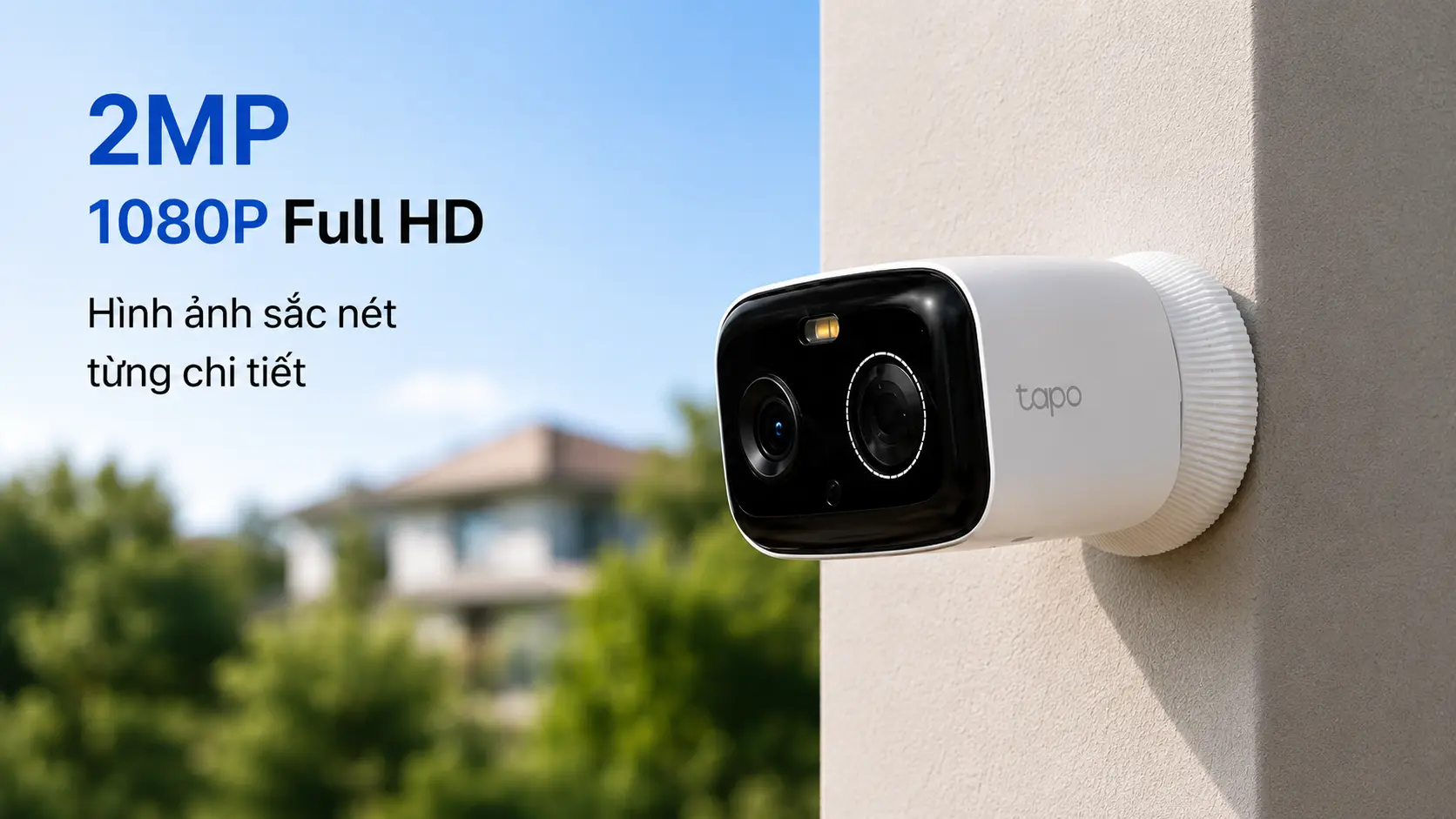 Camera Tapo C400 độ ph&acirc;n giải 2MP 1080P Full HD h&igrave;nh ảnh sắc n&eacute;t ngo&agrave;i trời