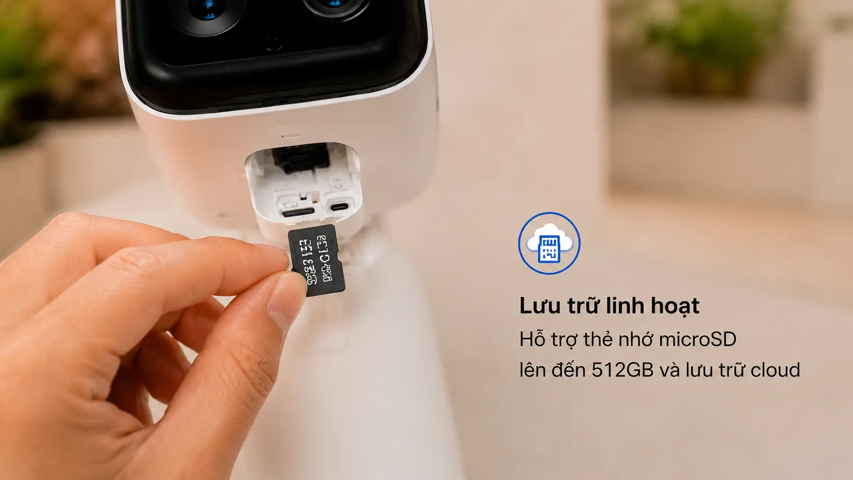 Camera Tapo C400 hỗ trợ lưu trữ linh hoạt bằng thẻ nhớ MicroSD