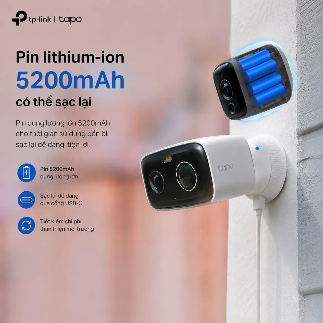 Camera TP-LINK TAPO C400 1080P Pin Sạc Không Dây IP65