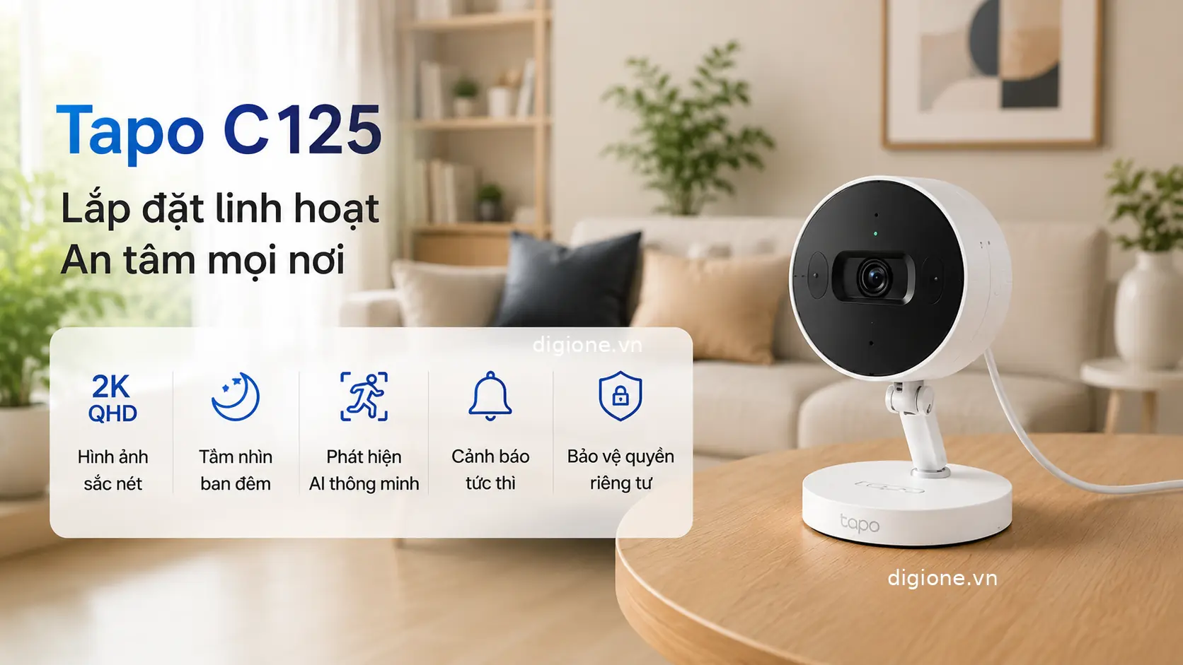 Camera Tapo C125 WiFi trong nh&agrave; AI th&ocirc;ng minh thiết kế nhỏ gọn đa t&iacute;nh năng