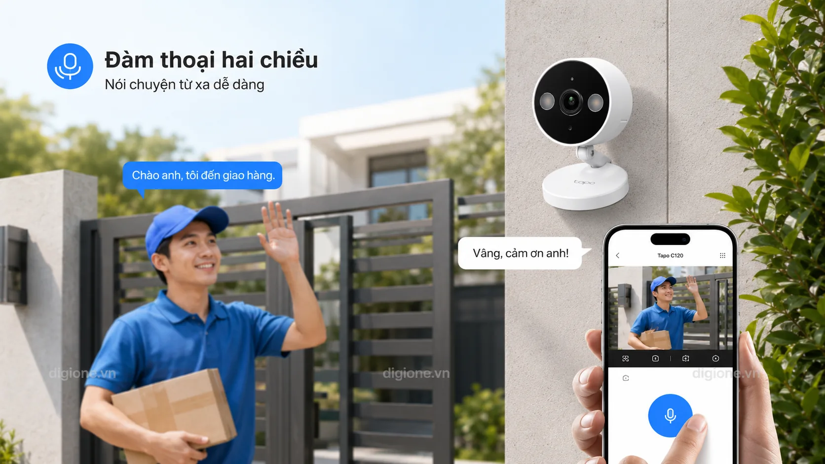 camera Tapo TP-Link wifi C120 đ&agrave;m thoại 2 chiều kết nối ổn định