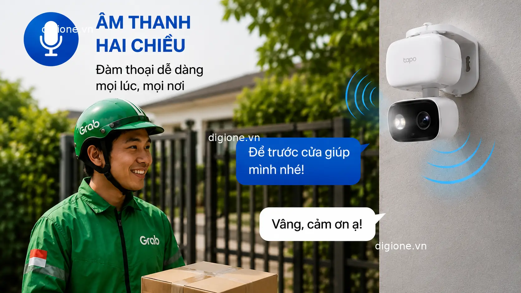Camera Tapo C206 đ&agrave;m thoại &acirc;m thanh hai chiều r&otilde; r&agrave;ng qua ứng dụng