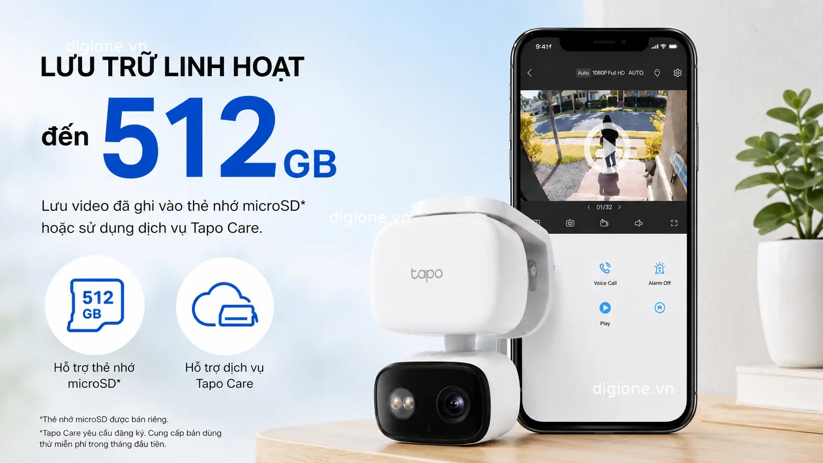 Camera Tapo C206 hỗ trợ lưu trữ thẻ nhớ MicroSD l&ecirc;n đến 512GB