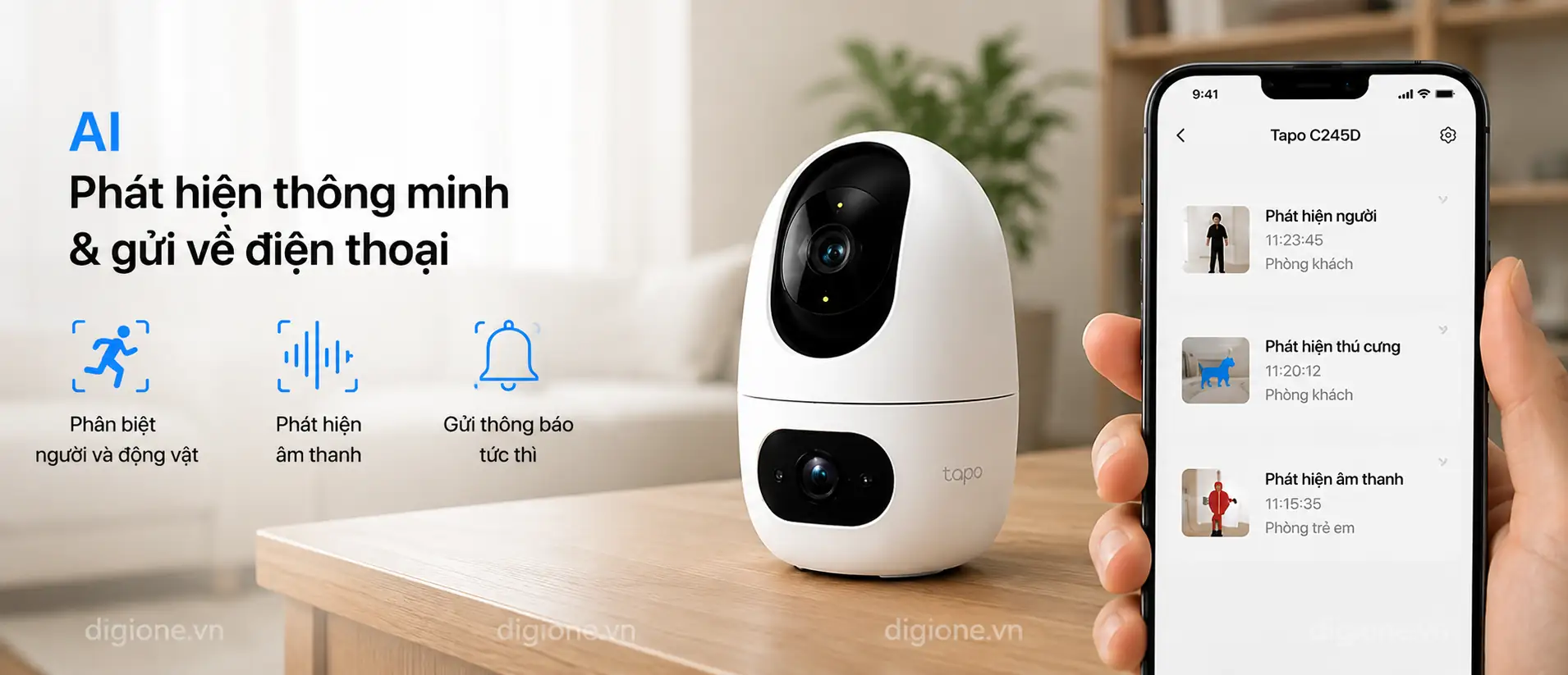 Camera Tapo C245D AI ph&aacute;t hiện th&ocirc;ng minh nhận diện người v&agrave; chuyển động ch&iacute;nh x&aacute;c
