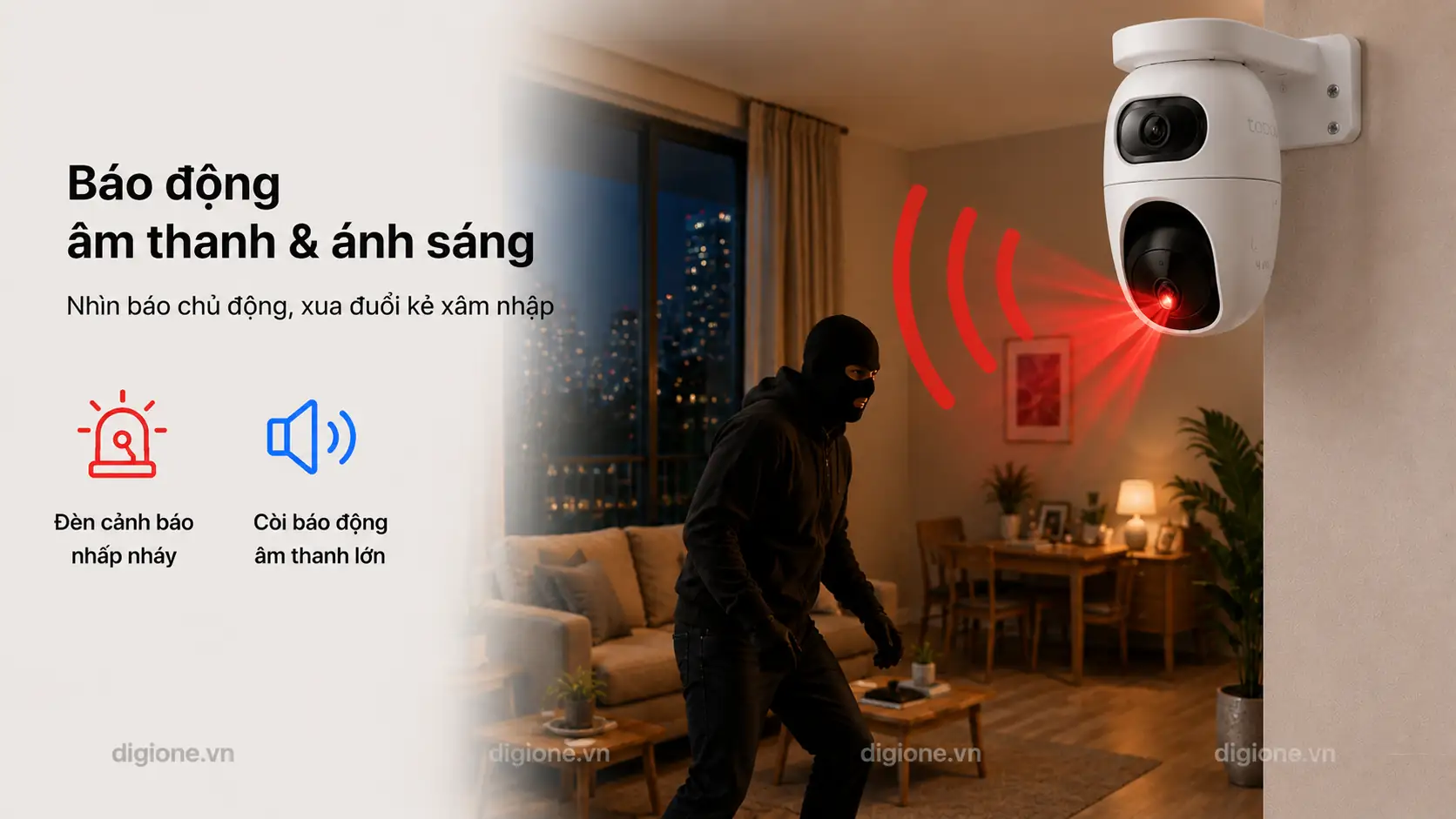 Camera Tapo C245D b&aacute;o động bằng &acirc;m thanh v&agrave; &aacute;nh s&aacute;ng chủ động chống đột nhập