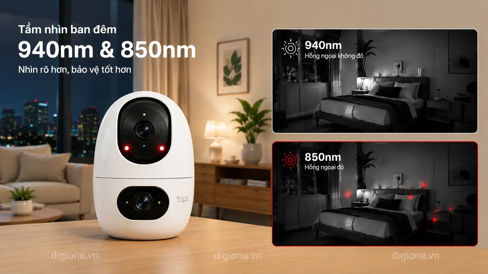 Camera Tapo C245D hồng ngoại ban đ&ecirc;m 940nm v&agrave; 850nm quan s&aacute;t r&otilde; trong b&oacute;ng tối