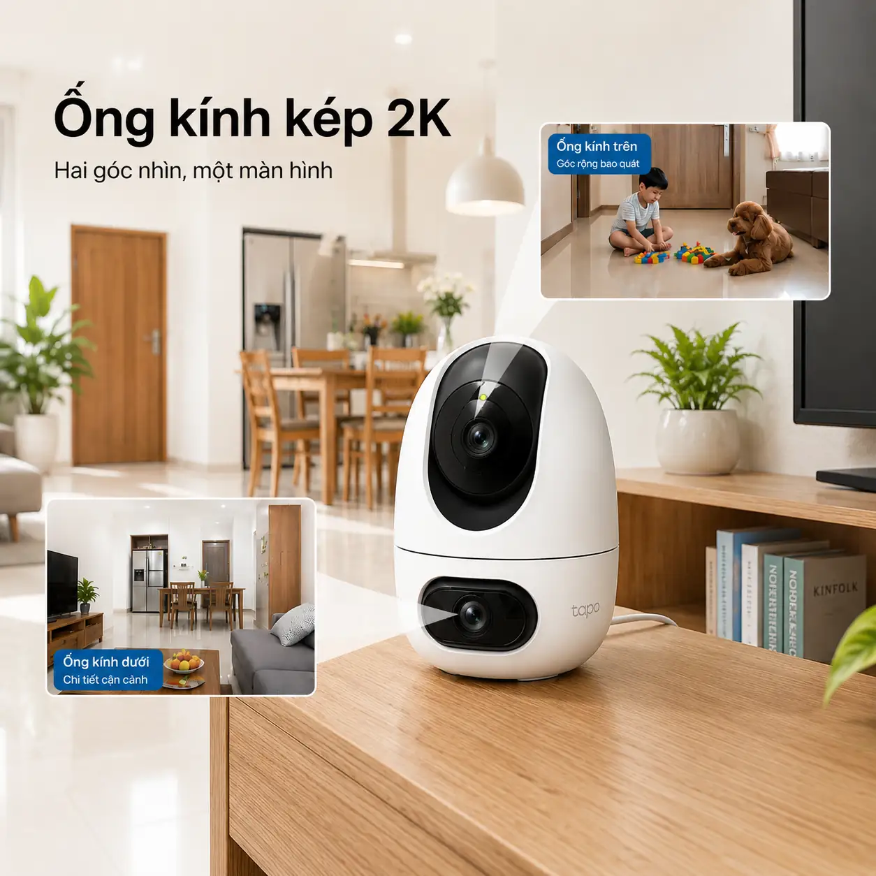 Camera TP-LINK TAPO C245D Dual Lens 2K Pan/Tilt Trong Nhà AI