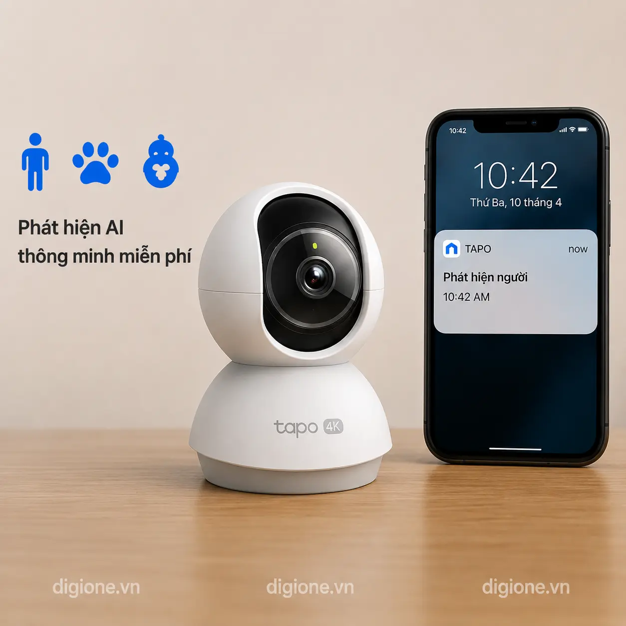 Camera TP-LINK TAPO C250 4K 8MP AI Pan/Tilt Trong Nhà