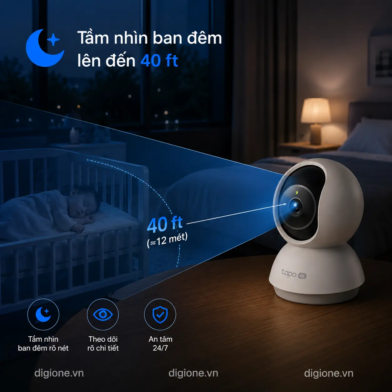 Camera TP-LINK TAPO C250 4K 8MP AI Pan/Tilt Trong Nhà