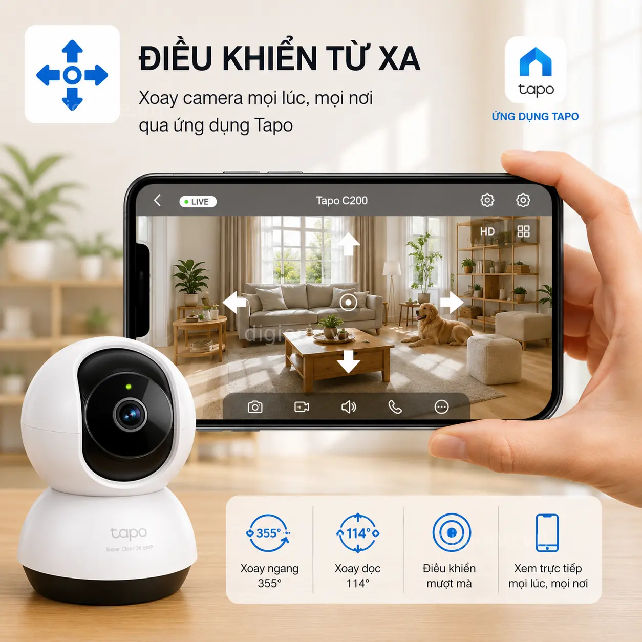 Camera TP-LINK TAPO TC74 AI Wi-Fi 3K Xoay 360° Trong Nhà