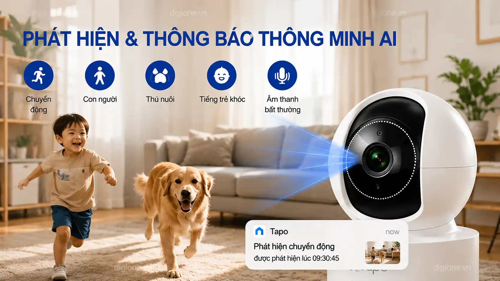Camera Tapo C222 AI th&ocirc;ng minh nhận diện chuyển động v&agrave; cảnh b&aacute;o ch&iacute;nh x&aacute;c