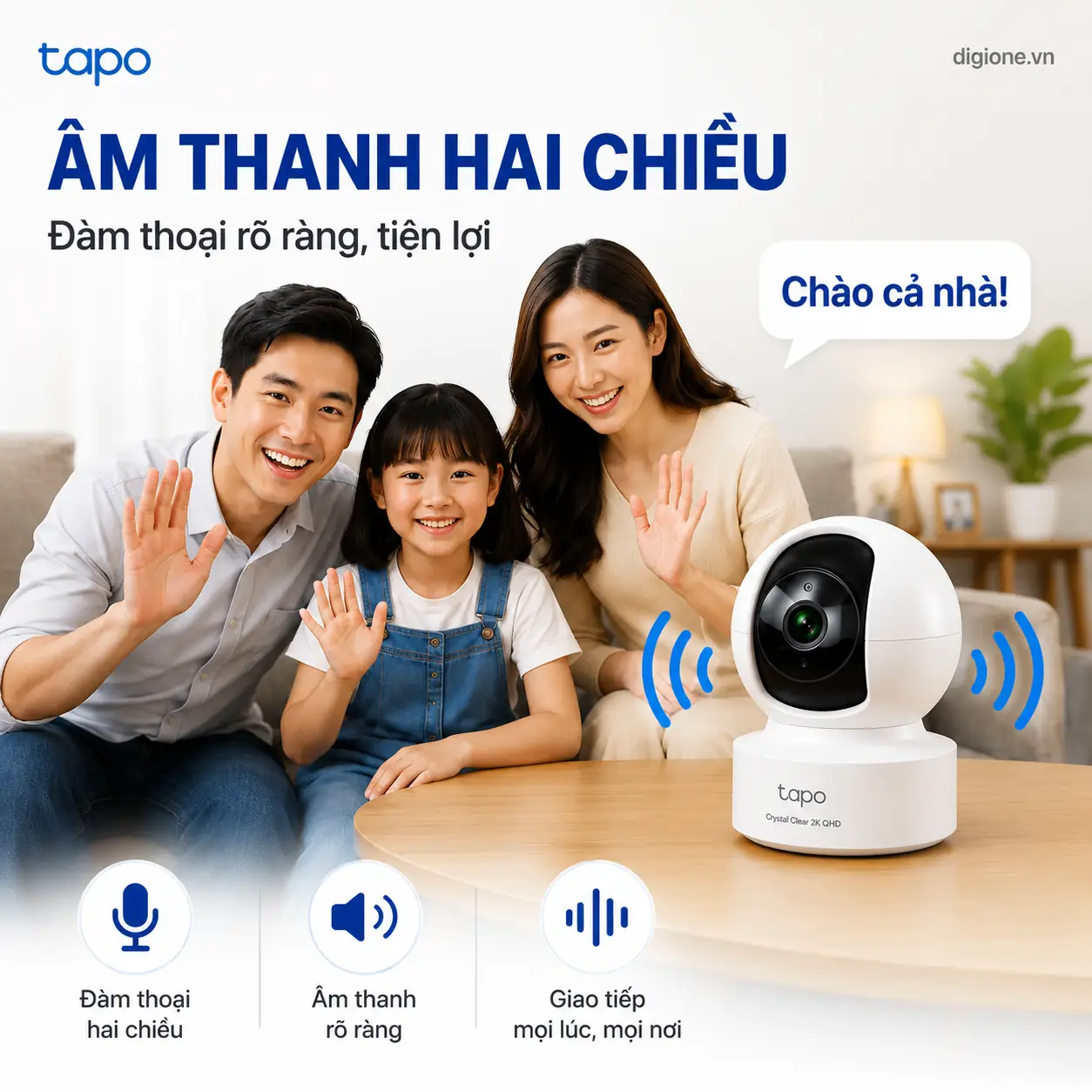Camera TP-LINK TAPO C222 AI Wi-Fi 2K QHD Xoay 360° Trong Nhà