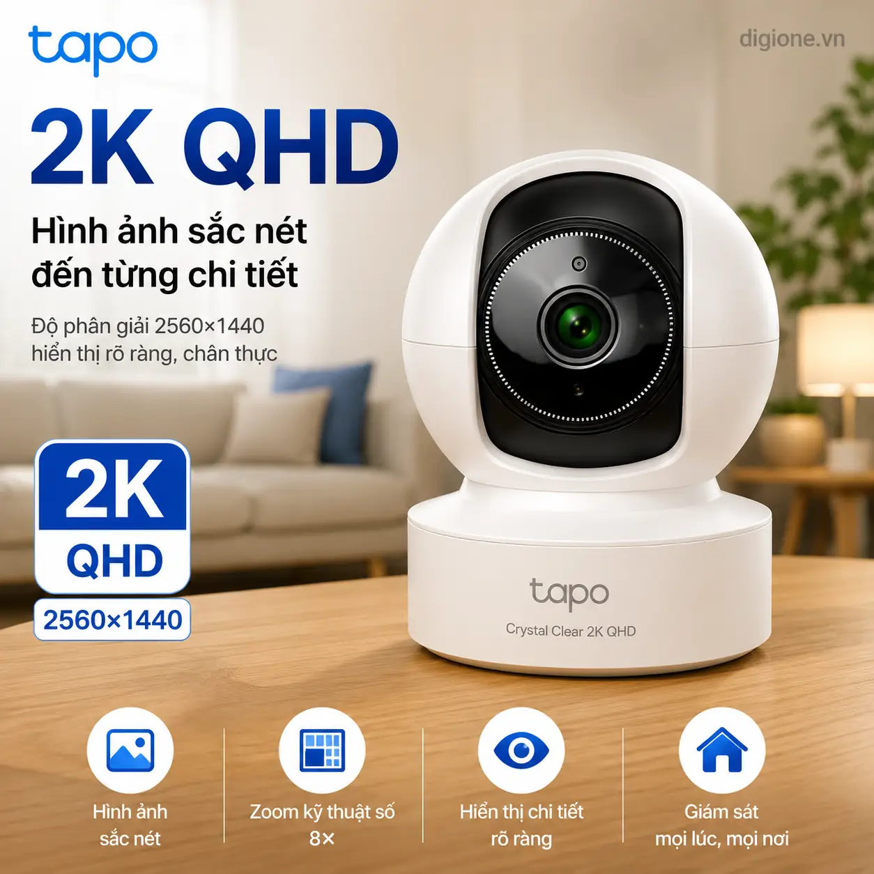 Camera TP-LINK TAPO C222 AI Wi-Fi 2K QHD Xoay 360° Trong Nhà