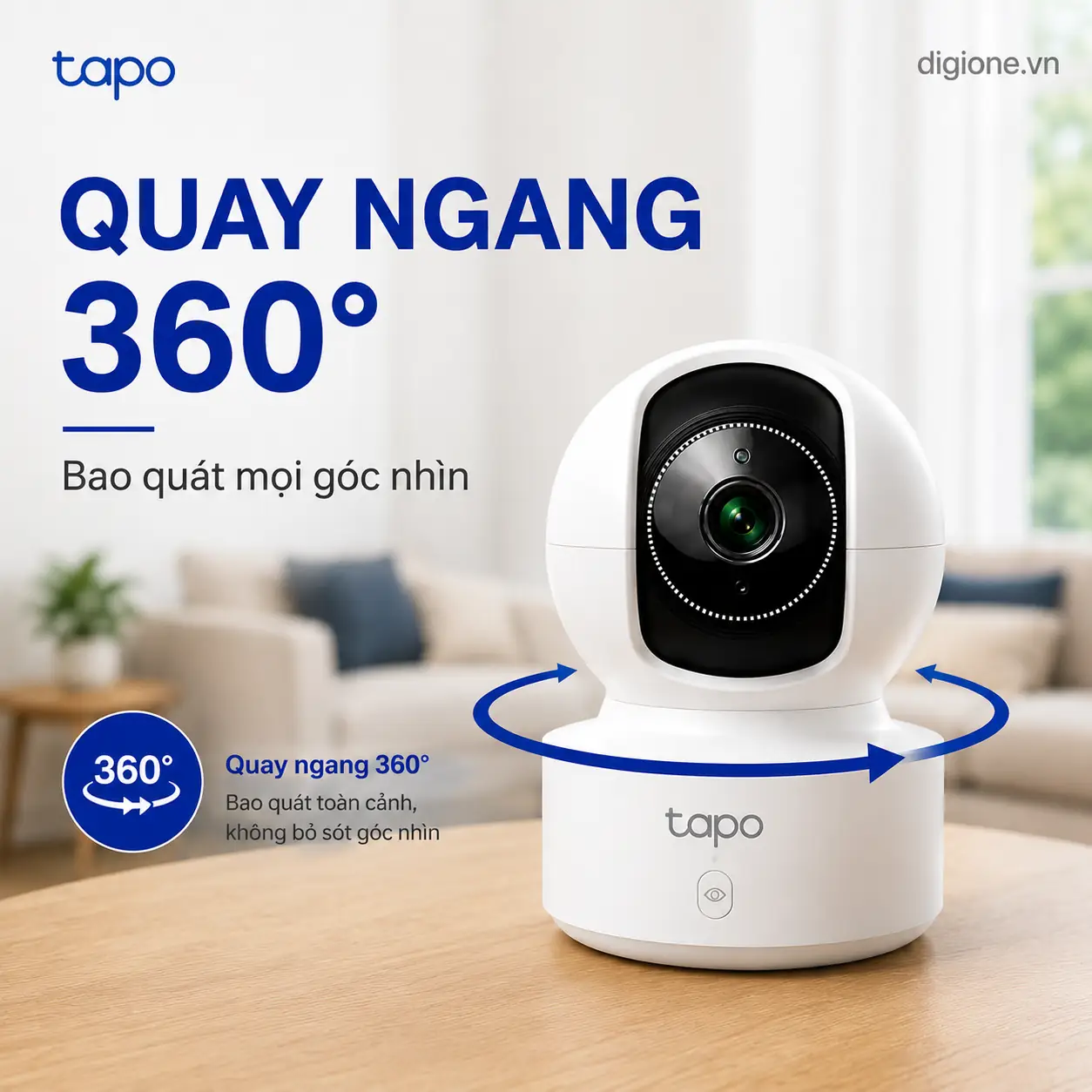 Camera TP-LINK TAPO C222 AI Wi-Fi 2K QHD Xoay 360° Trong Nhà