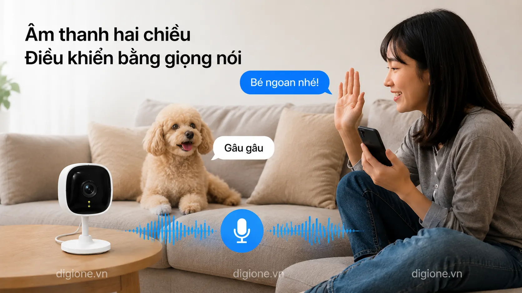 Camera Tapo C110 &acirc;m thanh hai chiều giao tiếp r&otilde; n&eacute;t qua ứng dụng