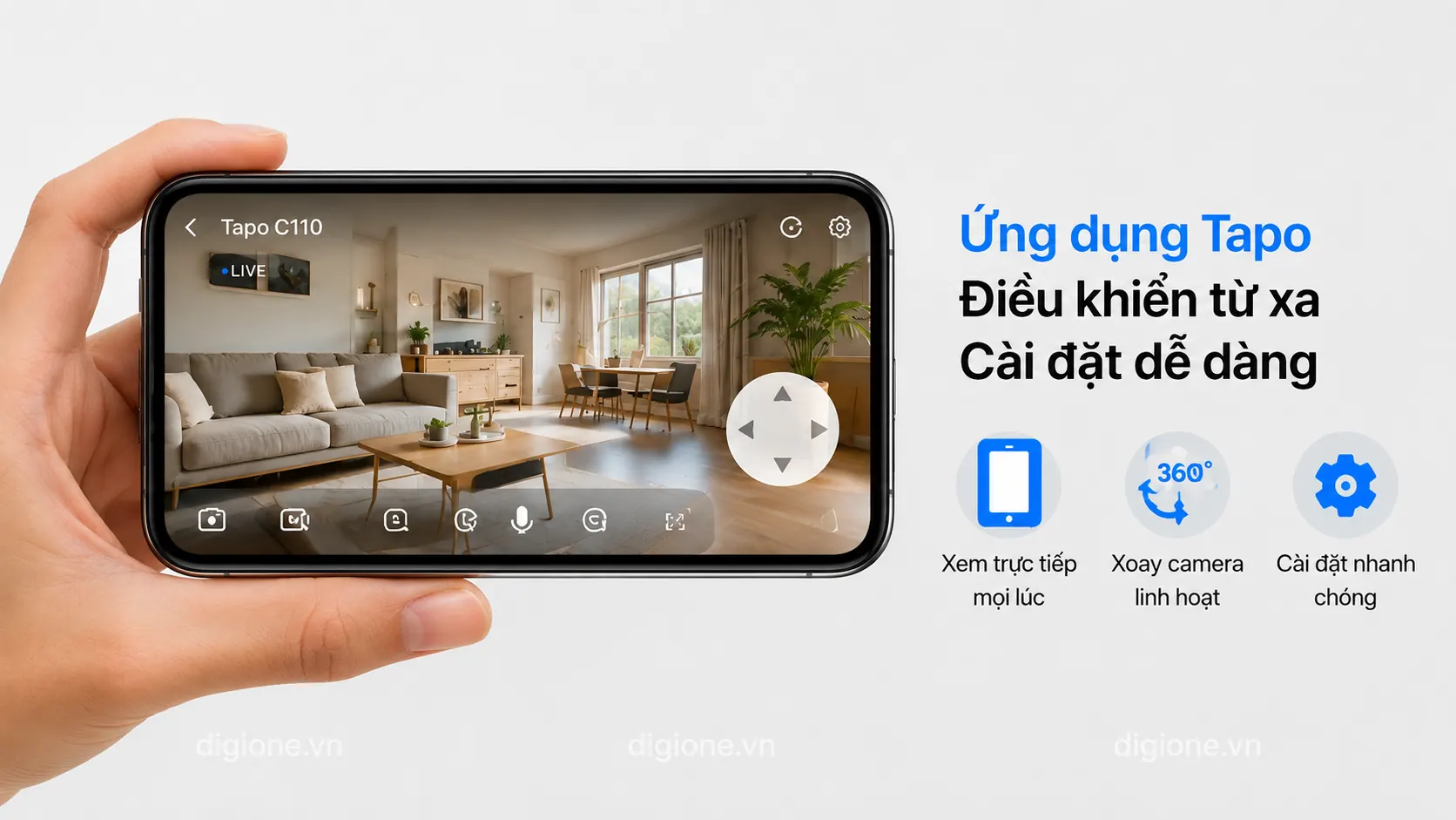 Camera Tapo C110 điều khiển từ xa dễ dàng qua ứng dụng Tapo trên điện thoại