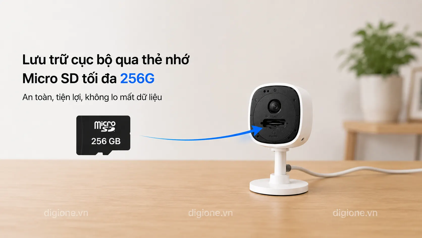 Camera Tapo C110 hỗ trợ lưu trữ thẻ nhớ MicroSD dung lượng 256GB