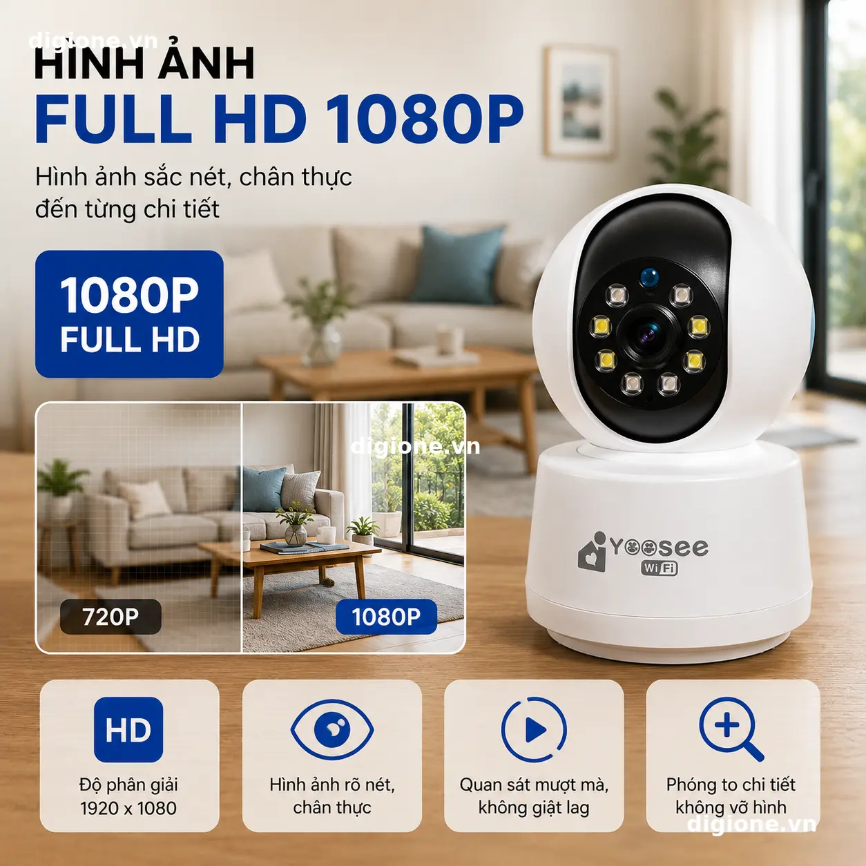 Camera YOOSEE Trong Nhà HK216S Full HD 2MP - Đàm thoại 2 chiều