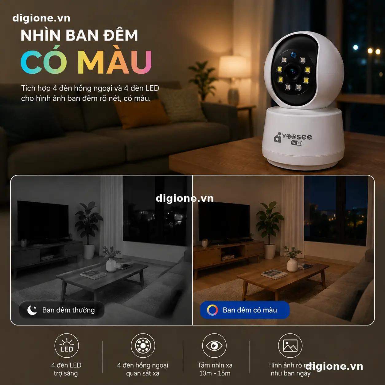 Camera YOOSEE Trong Nhà HK216S Full HD 2MP - Đàm thoại 2 chiều