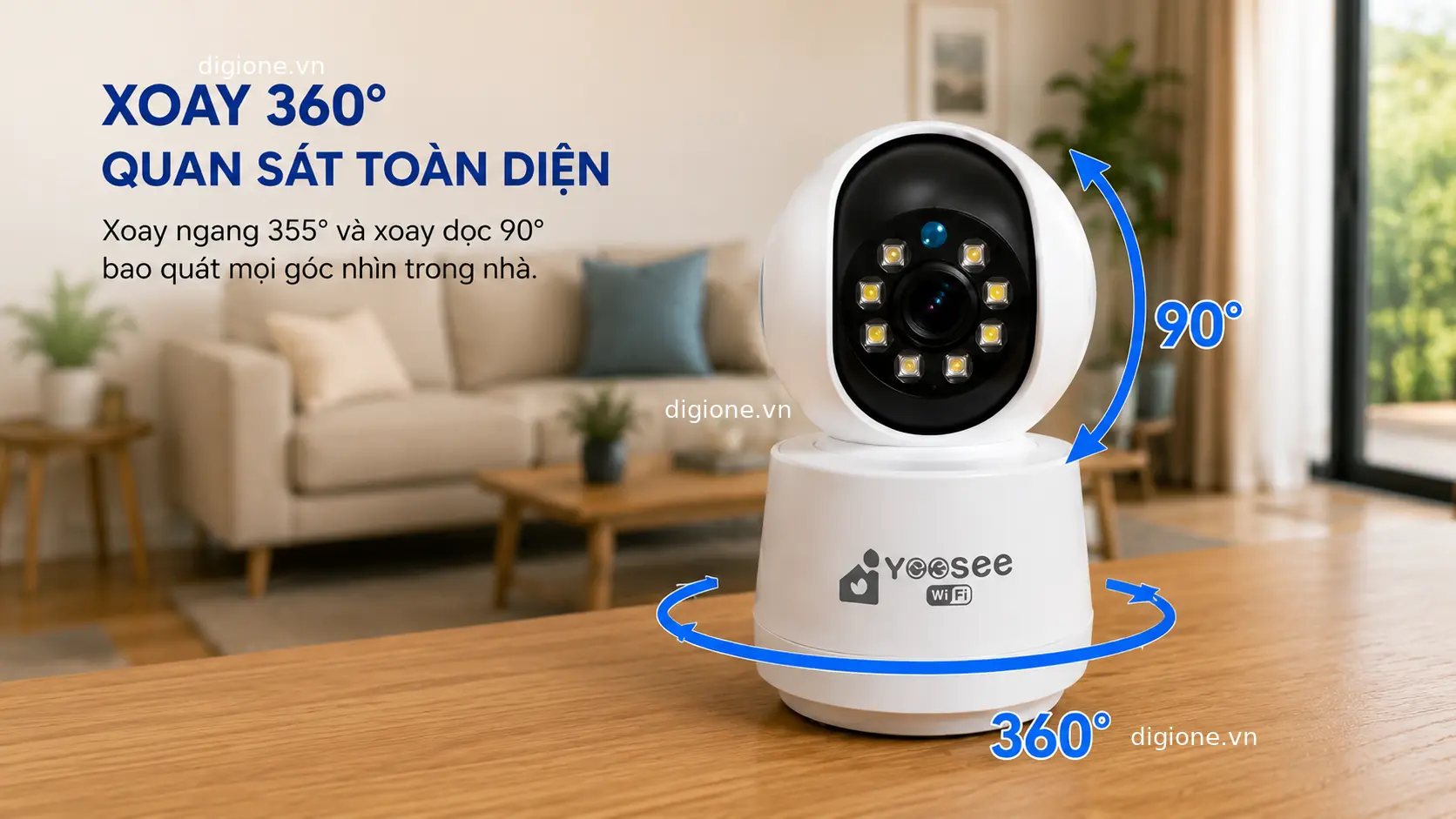 Camera Yoosee xoay 360 độ quan s&aacute;t to&agrave;n cảnh kh&ocirc;ng điểm m&ugrave;
