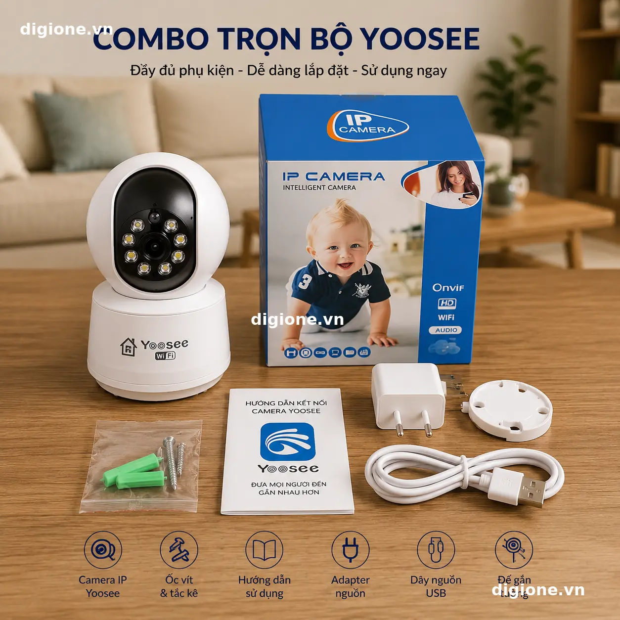Camera YOOSEE Trong Nhà HK216S Full HD 2MP - Đàm thoại 2 chiều