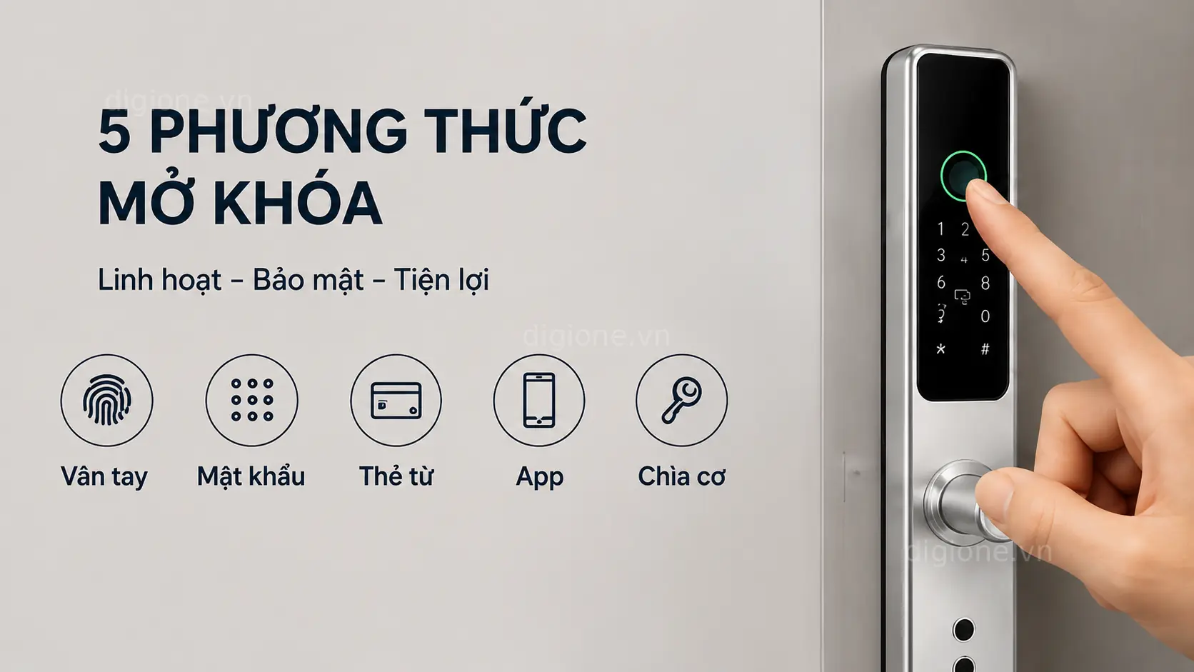 Kh&oacute;a cửa th&ocirc;ng minh Andu A129 hỗ trợ 5 phương thức mở kh&oacute;a hiện đại v&agrave; an to&agrave;n