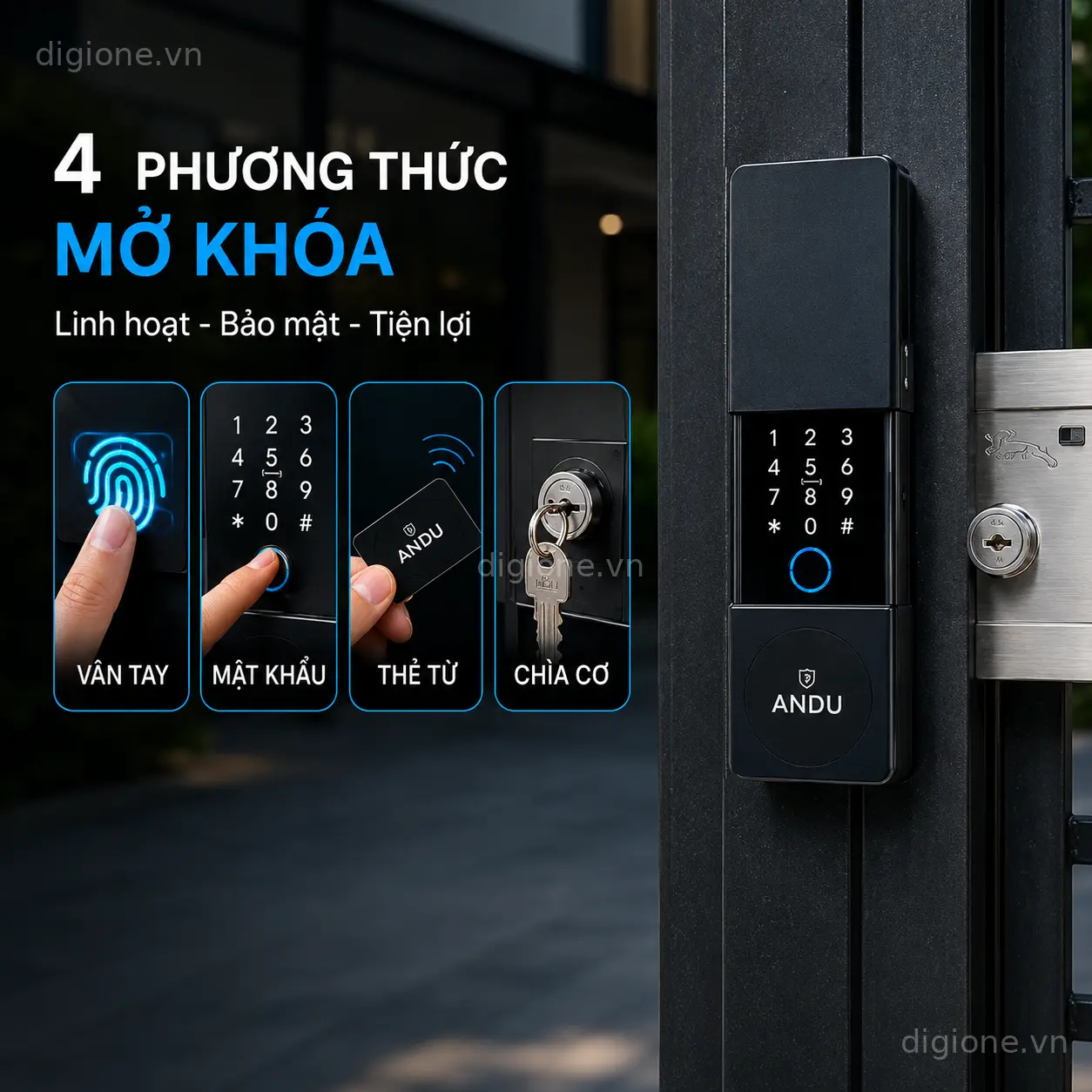 Khoá Cửa Cổng Andu A321 - Mở Khoá 2 Mặt Cao Cấp