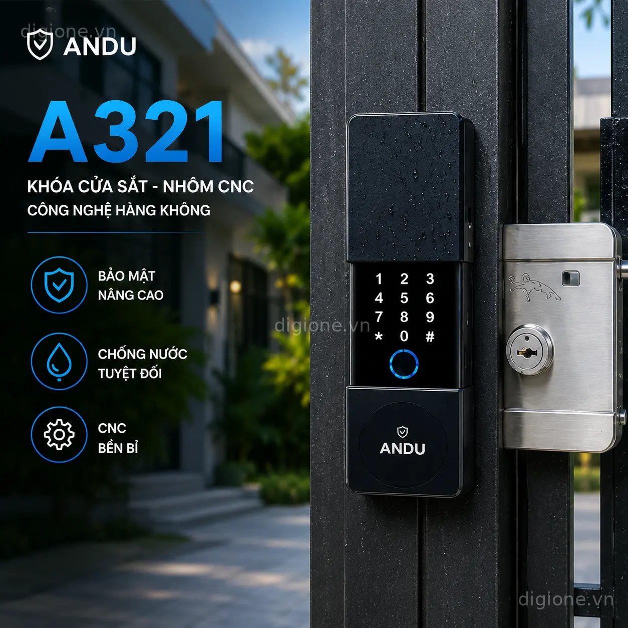 Khoá Cửa Cổng Andu A321 - Mở Khoá 2 Mặt Cao Cấp