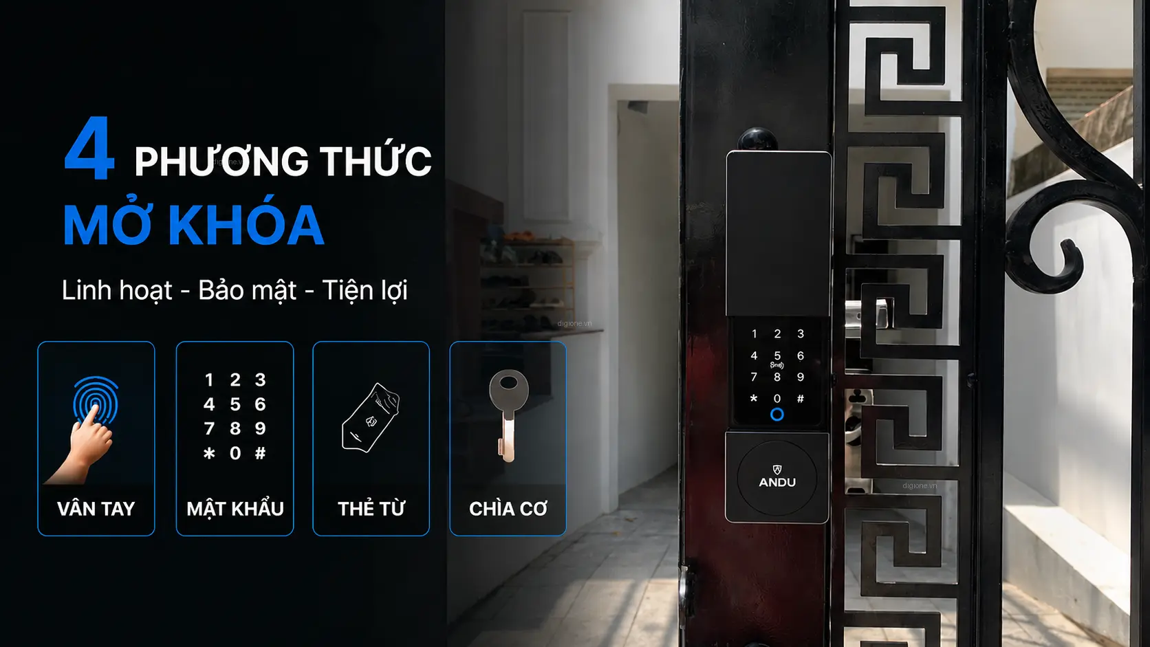 Kh&oacute;a cửa cổng sắt Andu A321 dung lượng lưu trữ lớn hỗ trợ nhiều người d&ugrave;ng