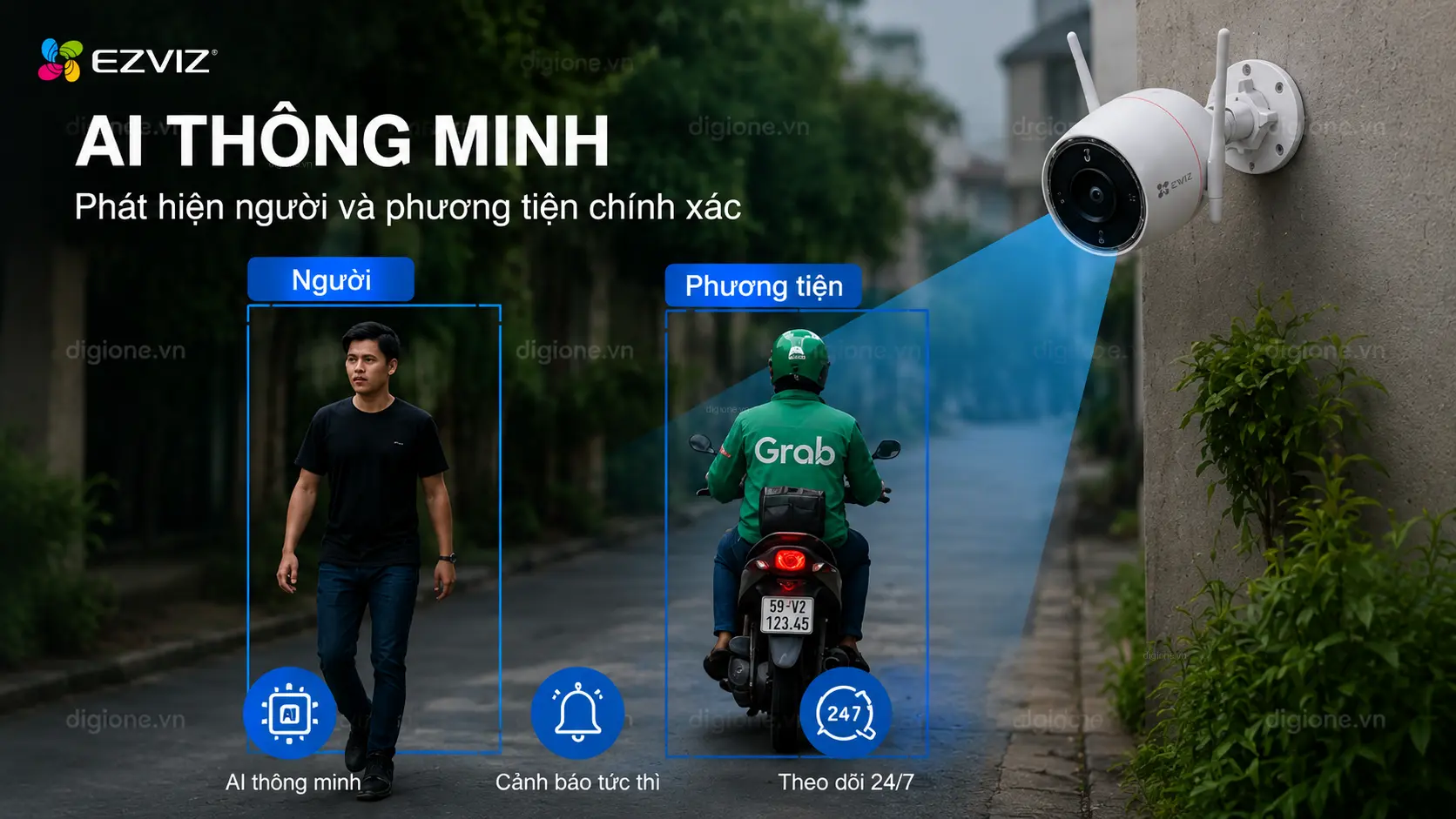 Camera Ezviz H3c 3K 5MP AI ph&aacute;t hiện người v&agrave; phương tiện ch&iacute;nh x&aacute;c