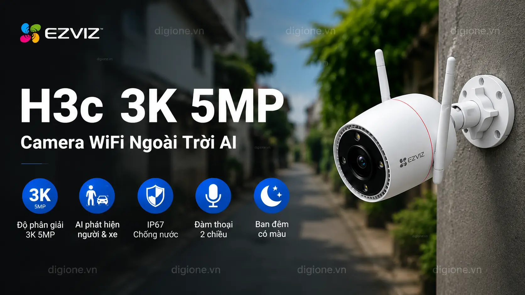 Camera Ezviz H3c 3K 5MP ngo&agrave;i trời độ ph&acirc;n giải 5MP h&igrave;nh ảnh si&ecirc;u n&eacute;t